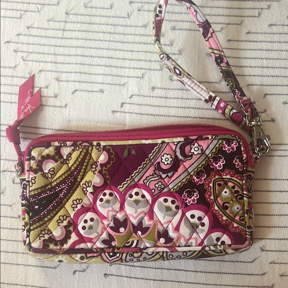 Vera Bradley Floral Pink and Green Wristlet